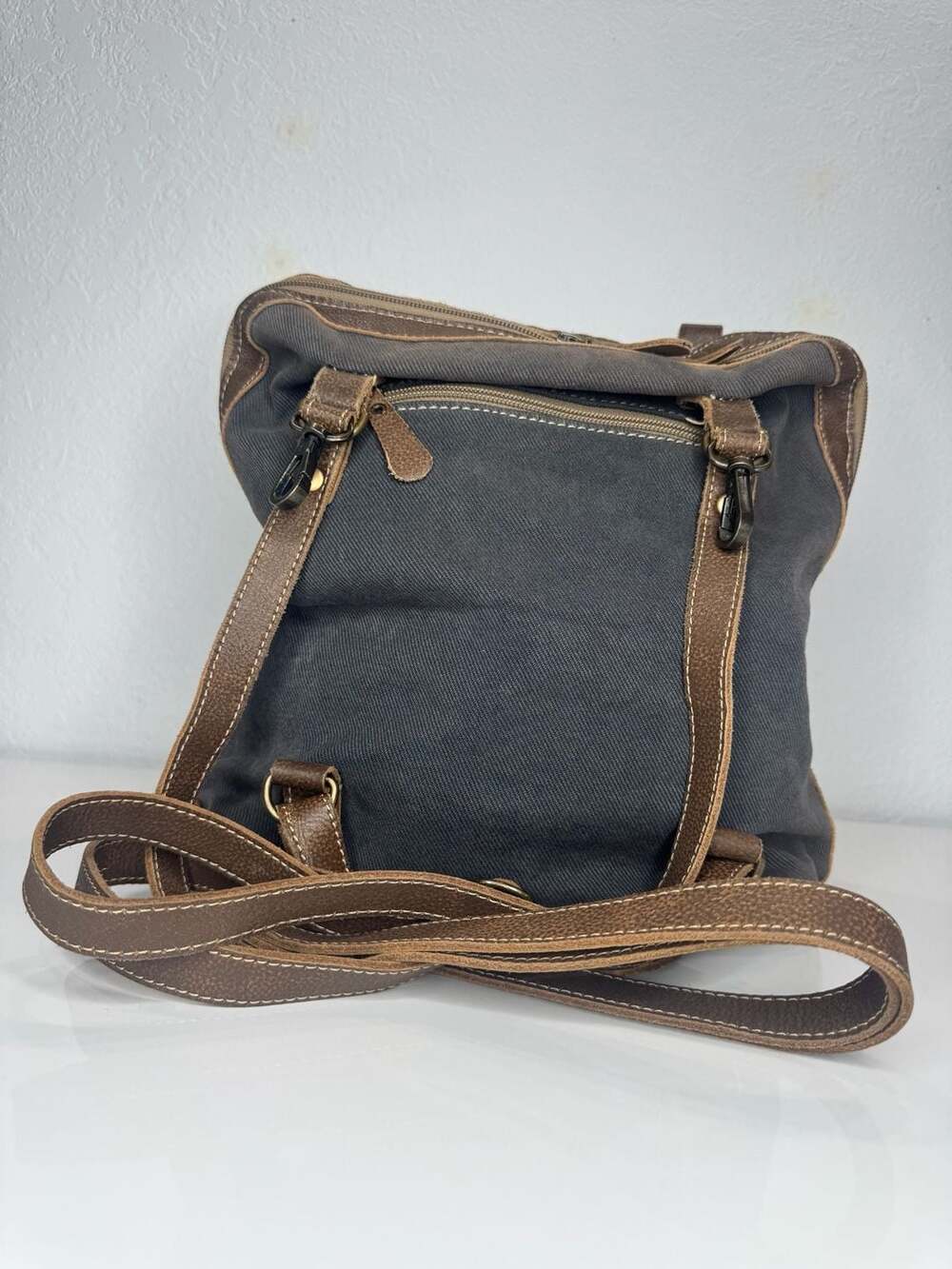 Myra Bag Solemn Upcycled Canvas and Cowhide Backpack - Picture 3 of 7